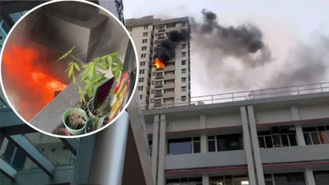 港媒：荃湾一高层住宅起火，居民挥白布求救